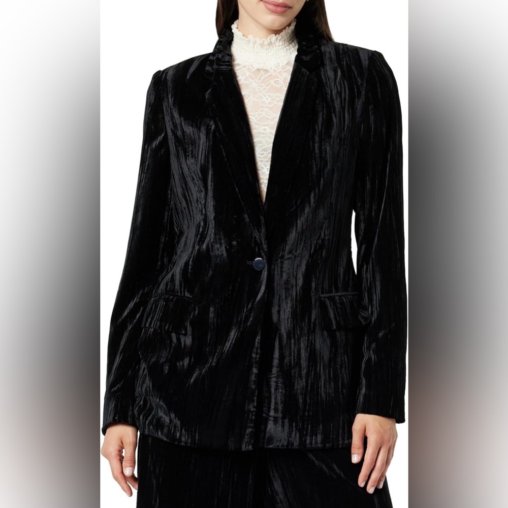 C27 NWT The Drop Women's Blake Long Blazer, Black‎ Velvet - Size: Small